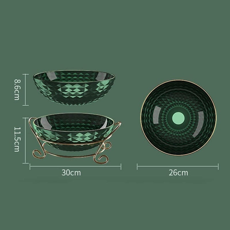 Deoxys Fruit Tray Light Luxury Fruit Plate Golden Iron Frame Coffee Table Snack Home Plate Office Living Room Fruit Plate - Image 2