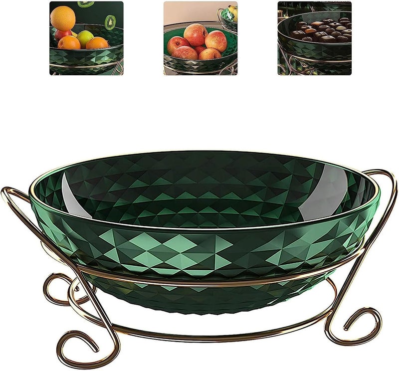 Deoxys Fruit Tray Light Luxury Fruit Plate Golden Iron Frame Coffee Table Snack Home Plate Office Living Room Fruit Plate - Image 1