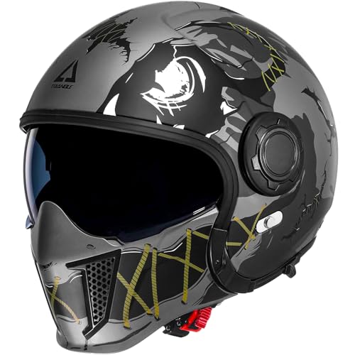 TRIANGLE Full Face Motorcycle Helmets,Off-Road Motocross Helmet for Men & Women,Dual Visor with Internal Tinted Sunshield,Open Face 3/4 Adult Racing Helmet DOT Approved(M) - Image 1
