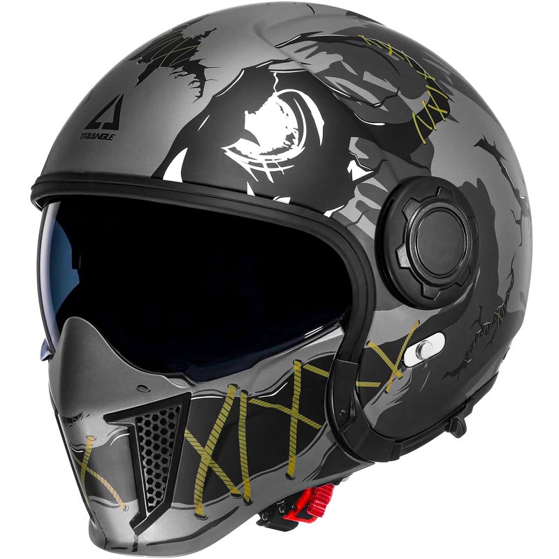TRIANGLE Full Face Motorcycle Helmets,Off-Road Motocross Helmet for Men & Women,Dual Visor with Internal Tinted Sunshield,Open Face 3/4 Adult Racing Helmet DOT Approved(M) - Image 3