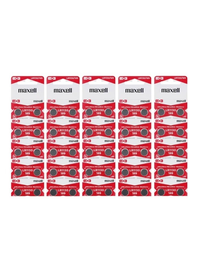 Maxell 50-Pieces Maxell  LR1130 (189) AG10 Alkaline 1.5V Batteries