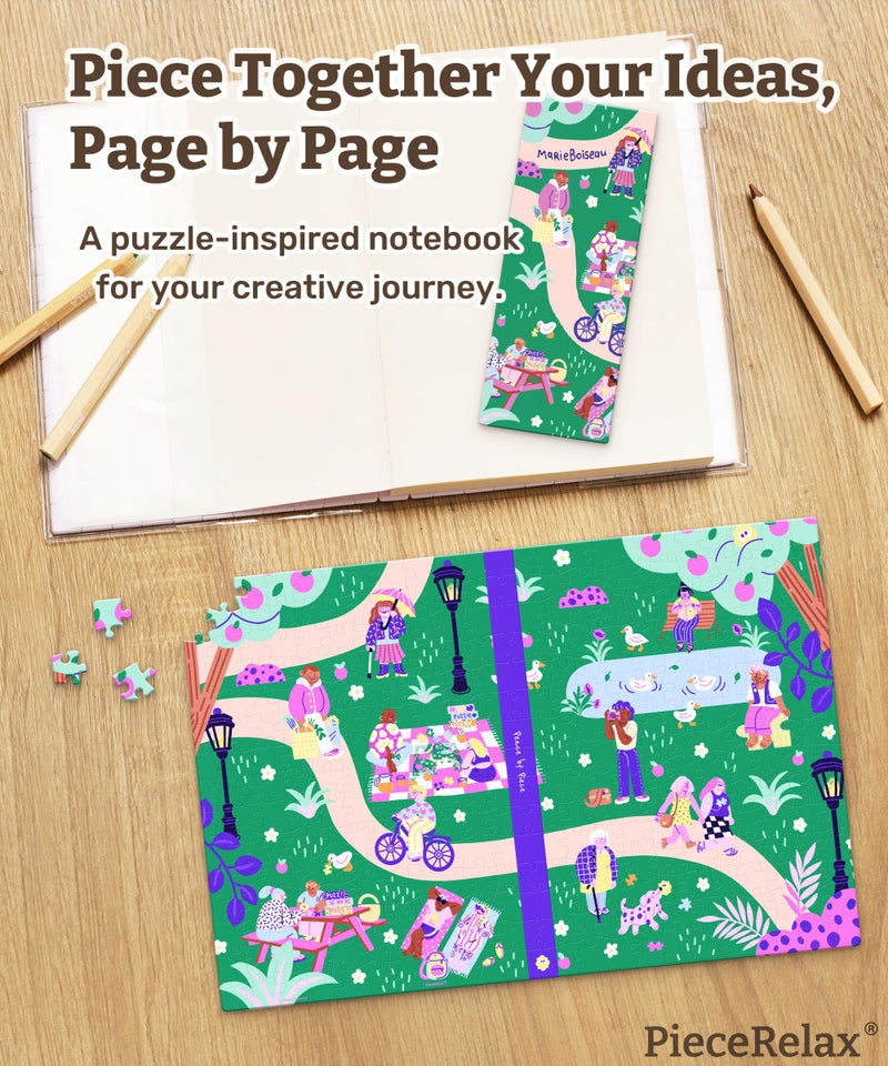 PieceRelax A5 Puzzle Journal for Adults, 300 Piece Plastic Jigsaw Book Cover (Includes Notebook) - Marie Boiseau - Peace by Piece, Unique Gift [YA1075] - Image 2