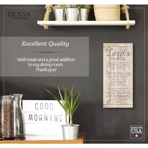 DEXSA Lord's Prayer Wood Plaque - Made in the USA - 5.5x12 - Frame Wall Hanging Decoration | Our Father, who art in heaven, hallowed be Thy name. Thy Kingdom come | Christian Family Home Decor Saying - Image 2