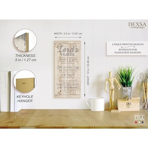DEXSA Lord's Prayer Wood Plaque - Made in the USA - 5.5x12 - Frame Wall Hanging Decoration | Our Father, who art in heaven, hallowed be Thy name. Thy Kingdom come | Christian Family Home Decor Saying - Image 5