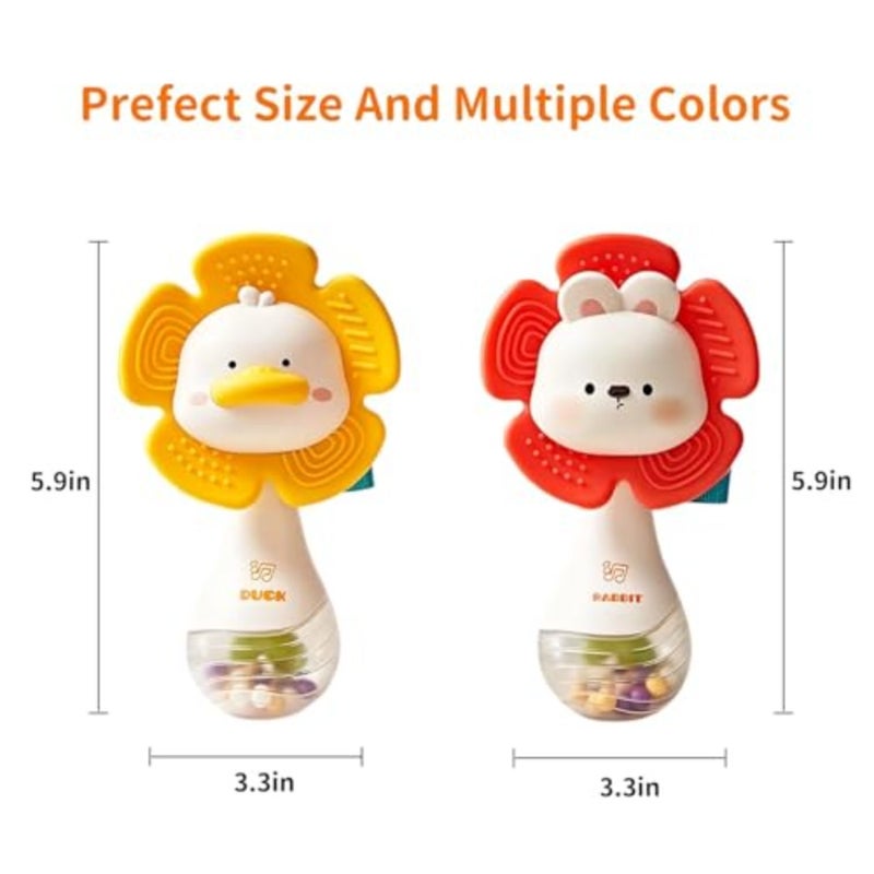 Baby Rattles, 2 PCS Toy, Baby Toy Sensory Toys with Beads Grasping Shaker, Baby Must Haves Montessori Toys Babies Gifts - Image 2