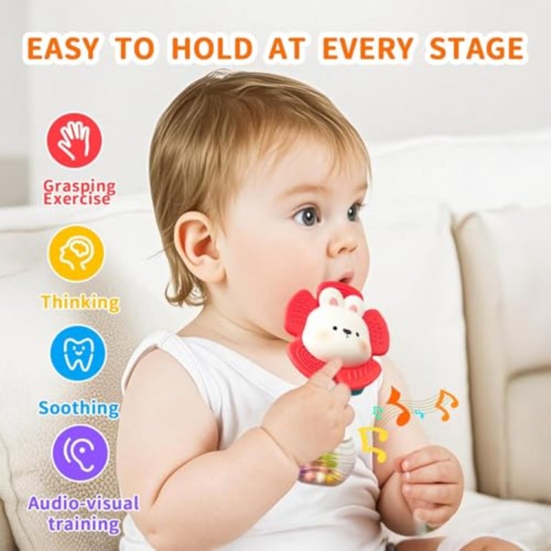 Baby Rattles, 2 PCS Toy, Baby Toy Sensory Toys with Beads Grasping Shaker, Baby Must Haves Montessori Toys Babies Gifts - Image 4