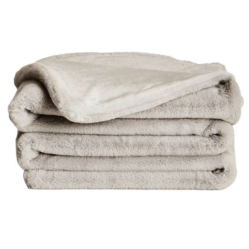 UnHide Lil Marsh Faux Fur Blanket Durable Lightweight Extra Soft Blanket Machine Washable Add a Layer of Softness to Any Bed Couch or Reading Chair Greige Medium 60 x 80