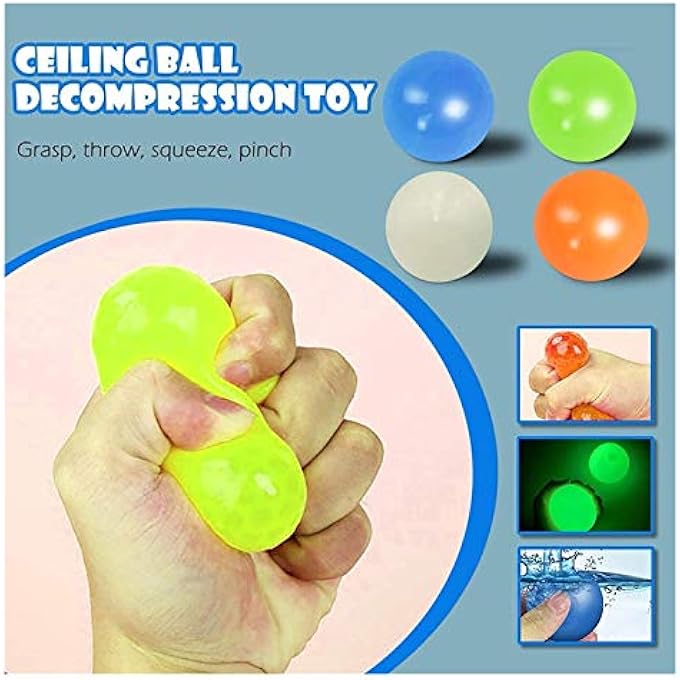 Balls Fluorescent wall sticking sticking target decompression, sticking wall , 1/2/3/4 PCS sticky stress creeps and glows in the dark, used for ADHD, OCD, anxiety (4) (Size : 45mm) - Image 3