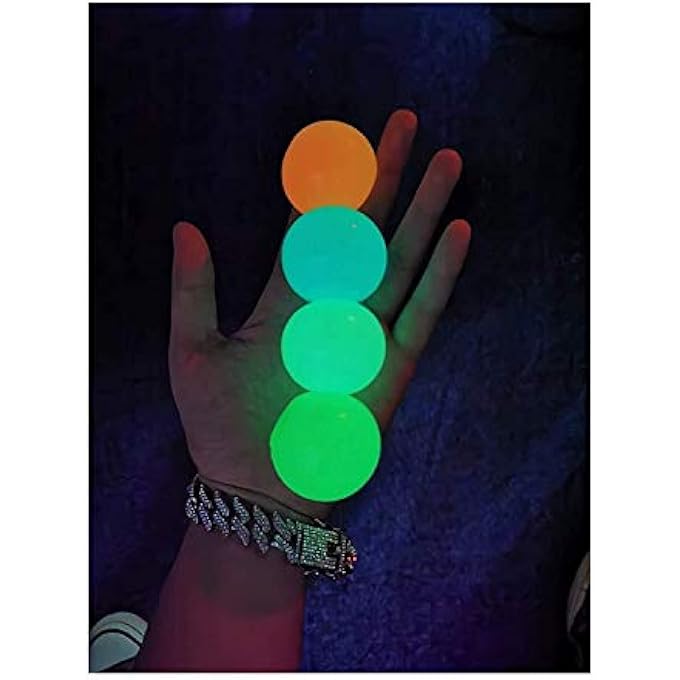 Balls Fluorescent wall sticking sticking target decompression, sticking wall , 1/2/3/4 PCS sticky stress creeps and glows in the dark, used for ADHD, OCD, anxiety (4) (Size : 45mm) - Image 1
