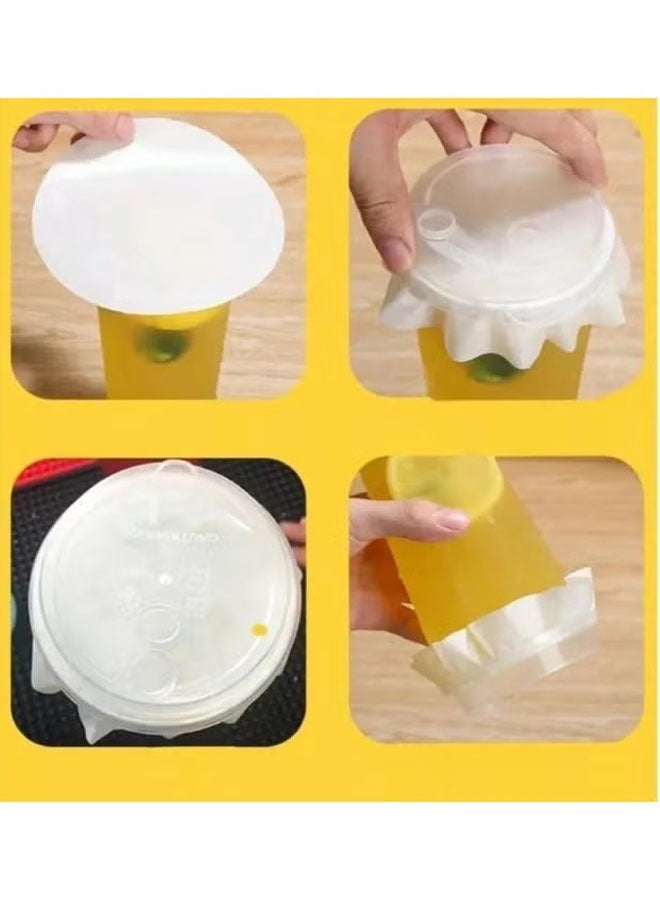 Happy D Leak-proof cup liners, 200 pieces of food-grade cup sealing paper, disposable drink cup seals for coffee, tea, milk, and ready-to-drink beverages for home use (white) - Image 3