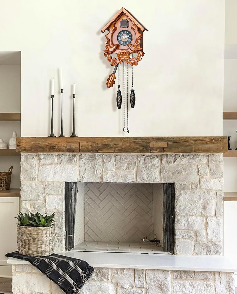 POBKING Cuckoo Clock with Night Mode, Singing Bird and Carved Wood Decorations - Image 5