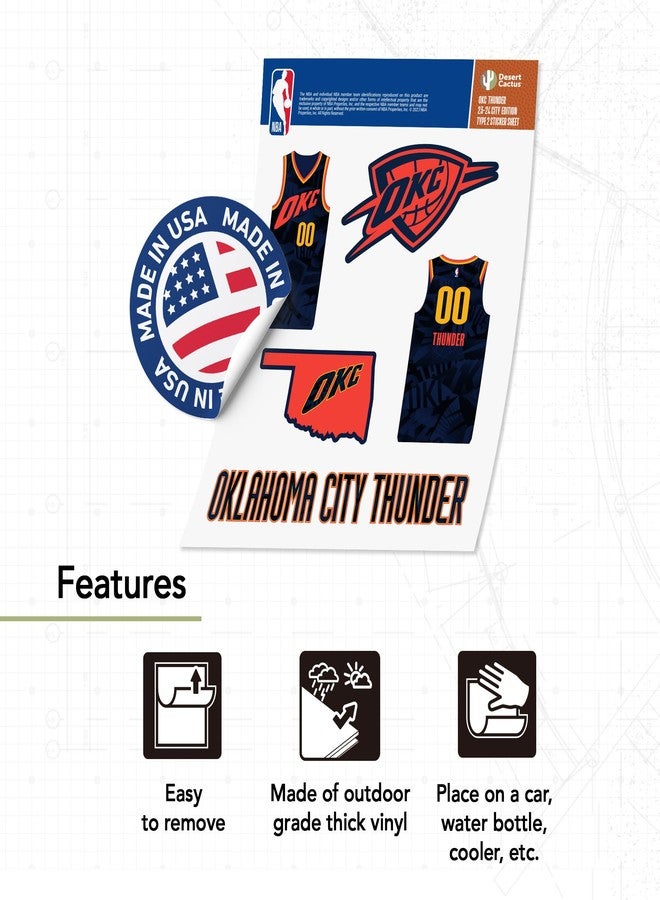 Desert Cactus ملصق صبار الصحراء لفريق أوكلاهوما سيتي ثاندر - ملصق رسمي مرخص من NBA - ملصق فينيل للكمبيوتر المحمول وزجاجة الماء والسيارة ودفتر القصاصات (إصدار المدينة 2023) - Image 4