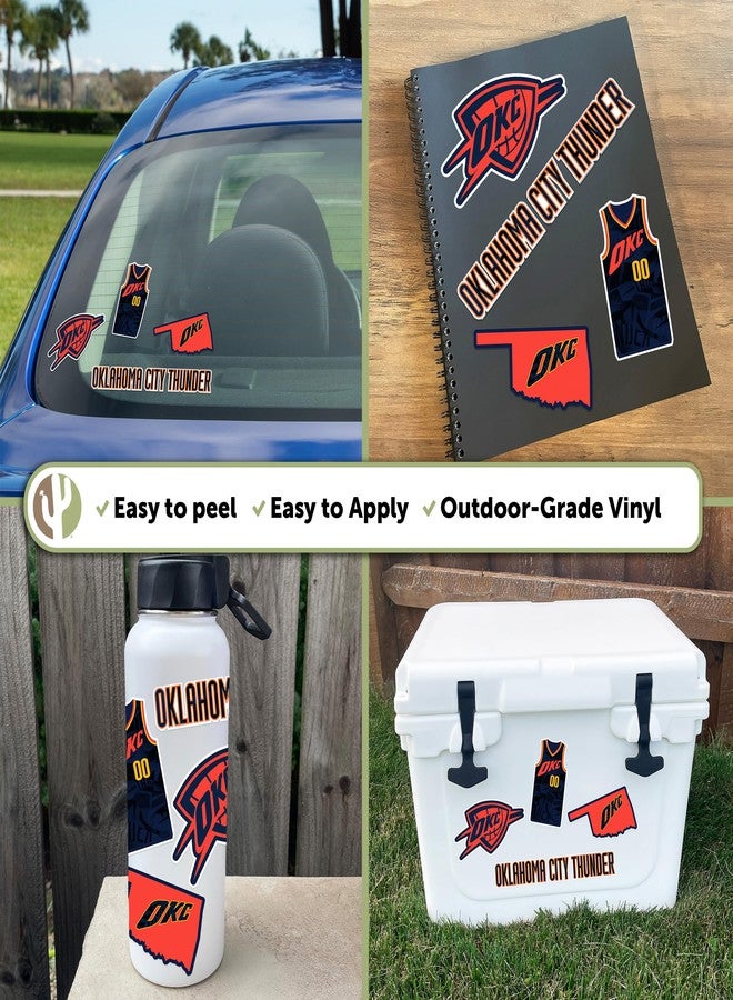 Desert Cactus ملصق صبار الصحراء لفريق أوكلاهوما سيتي ثاندر - ملصق رسمي مرخص من NBA - ملصق فينيل للكمبيوتر المحمول وزجاجة الماء والسيارة ودفتر القصاصات (إصدار المدينة 2023) - Image 2