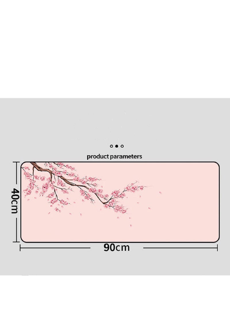 Pink Large Mouse Pad For Desktop 900x400x3mm Extended Keyboard Pad Gaming Mouse Pad Non-slip Rubber Base Mouse Pad Desk Accessories Ladies Desk Storage Box Cherry Blossom  - Image 2