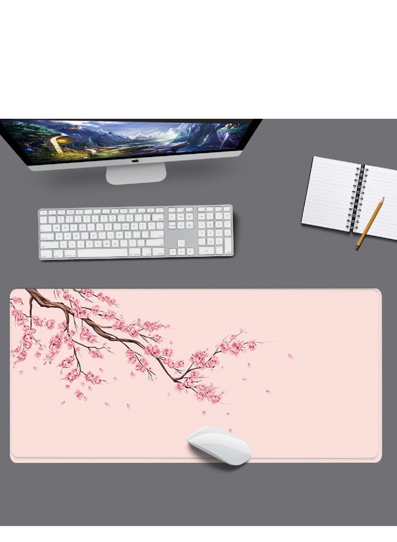 Pink Large Mouse Pad For Desktop 900x400x3mm Extended Keyboard Pad Gaming Mouse Pad Non-slip Rubber Base Mouse Pad Desk Accessories Ladies Desk Storage Box Cherry Blossom  - Image 4