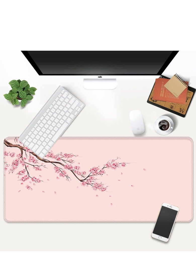 Pink Large Mouse Pad For Desktop 900x400x3mm Extended Keyboard Pad Gaming Mouse Pad Non-slip Rubber Base Mouse Pad Desk Accessories Ladies Desk Storage Box Cherry Blossom  - Image 5