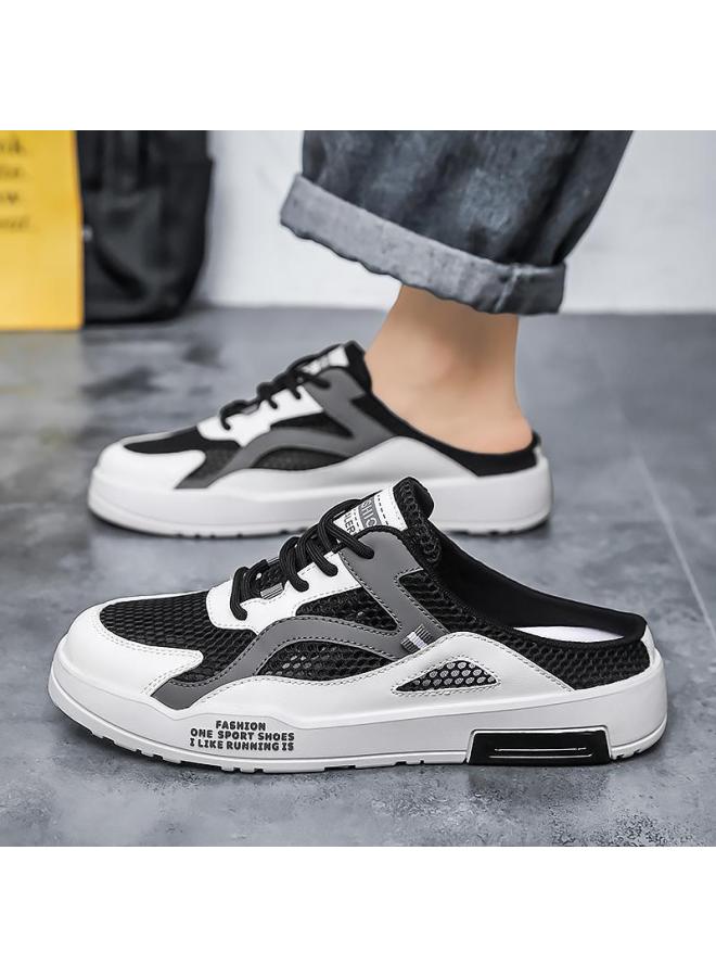 Men's Shoes, New Summer Style Half-slip Sneakers, Men's Hollow Anti-odor Clogs, Large Size Outdoor Casual Shoes