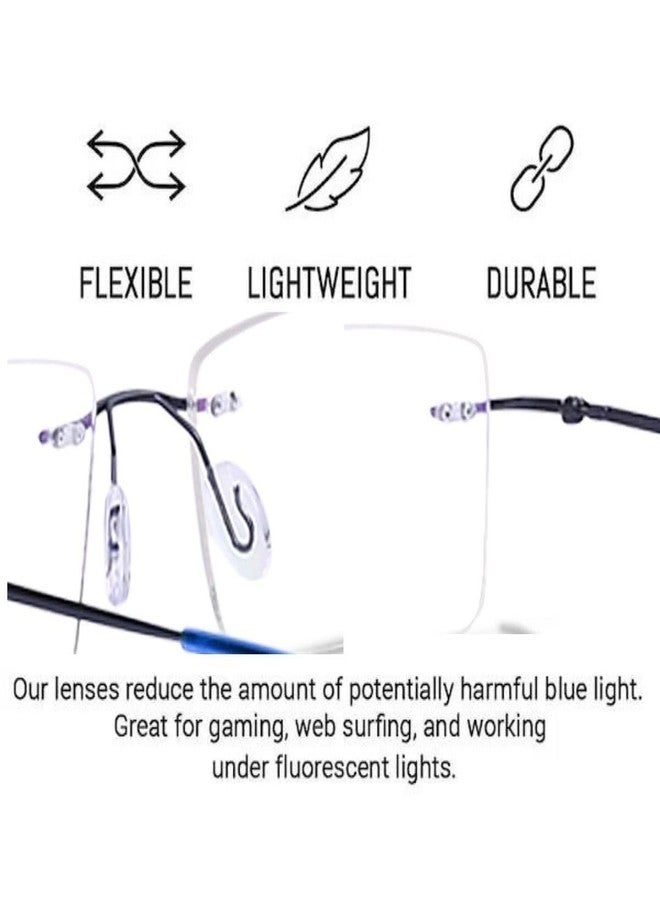 ريديكس نظارات ريدكس زيرو باور للكمبيوتر، مضادة للوهج، تحجب الأشعة الضارة، بدون إطار، مستطيلة الشكل (أزرق) - Image 2