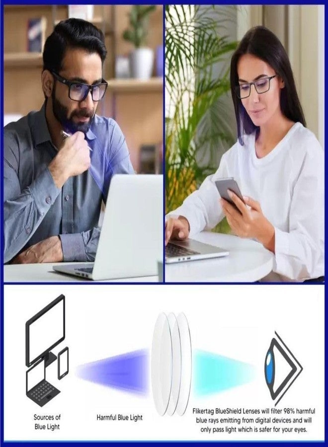 ريديكس نظارات ريدكس زيرو باور للكمبيوتر، مضادة للوهج، تحجب الأشعة الضارة، بدون إطار، مستطيلة الشكل (أزرق) - Image 4