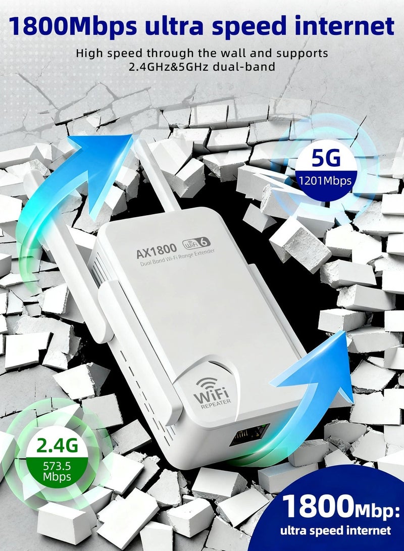 ULHYC AC1800 Dual-Band WiFi6 Extender | 1800Mbps High Speed Wireless Repeater | 2.4GHz & 5GHz Signal Booster | Expands Whole Home Coverage | Compatible with All Routers | Easy Setup - Image 5