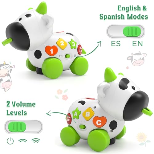Talkfun Musical Cow Toys for 1+ Year Old Boy Girl, Bilingual Baby Toy 6-12-18 Month, 1 Year Old Boy Toys, 1 Year Old Girl Gift, Learning Toddler Toy Age 1-2, First Christmas 1st Birthday Gift - Image 4