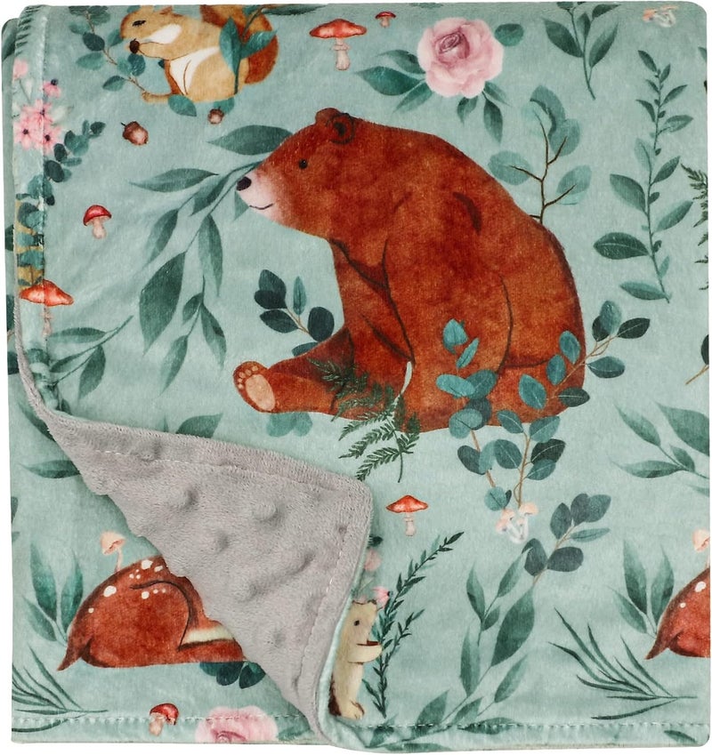TANOFAR Baby Blankets for Boys Girls Fleece Blanket with Dotted Backing Super Soft Throw Blanket 30 x 40 Inches Woodland Animals - Image 1