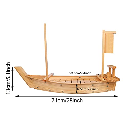 WINIAER 28 Inch Wooden Sushi Boat Serving Tray, Large Sushi Boat Plate for Sashimi Board Seafood Party, Great for Sushi Restaurant or Home (28inch/71cm) - Image 3