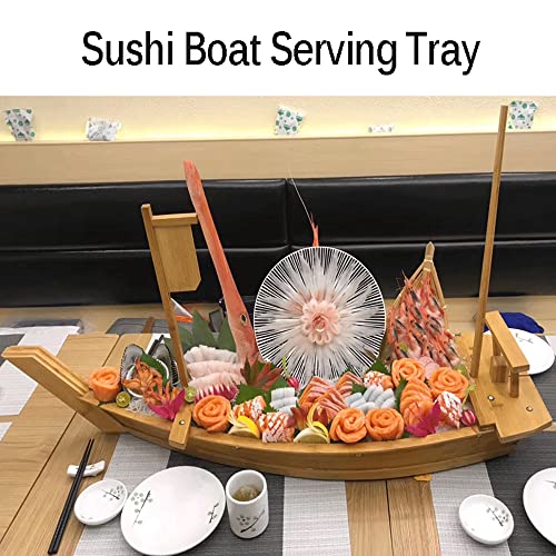 WINIAER 28 Inch Wooden Sushi Boat Serving Tray, Large Sushi Boat Plate for Sashimi Board Seafood Party, Great for Sushi Restaurant or Home (28inch/71cm) - Image 2