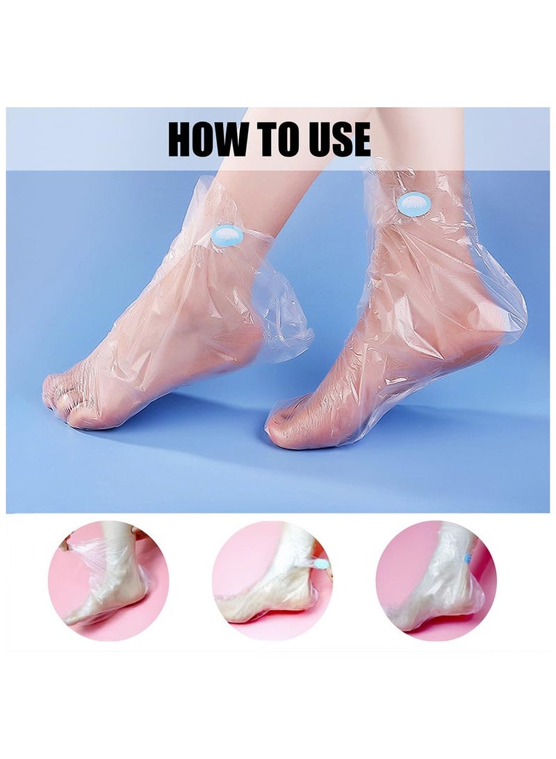 PANDA JOJO 100pcs Disposable Plastic Foot Covers for Moisturizing Foot Spa, Women's Feet Care Socks  - Image 3