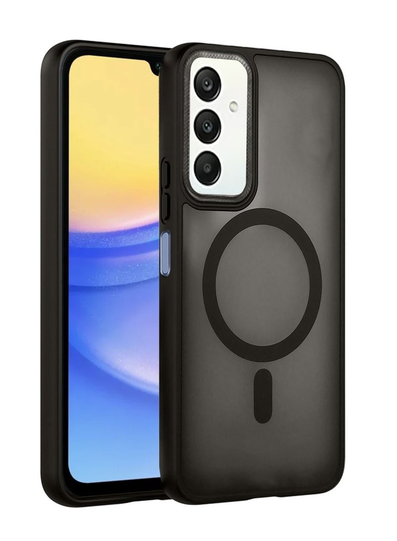 Techie Translucent Magnetic MagSafe Case with Raised Camera Lens Protector for Samsung Galaxy A15 - Matte Black - Image 1