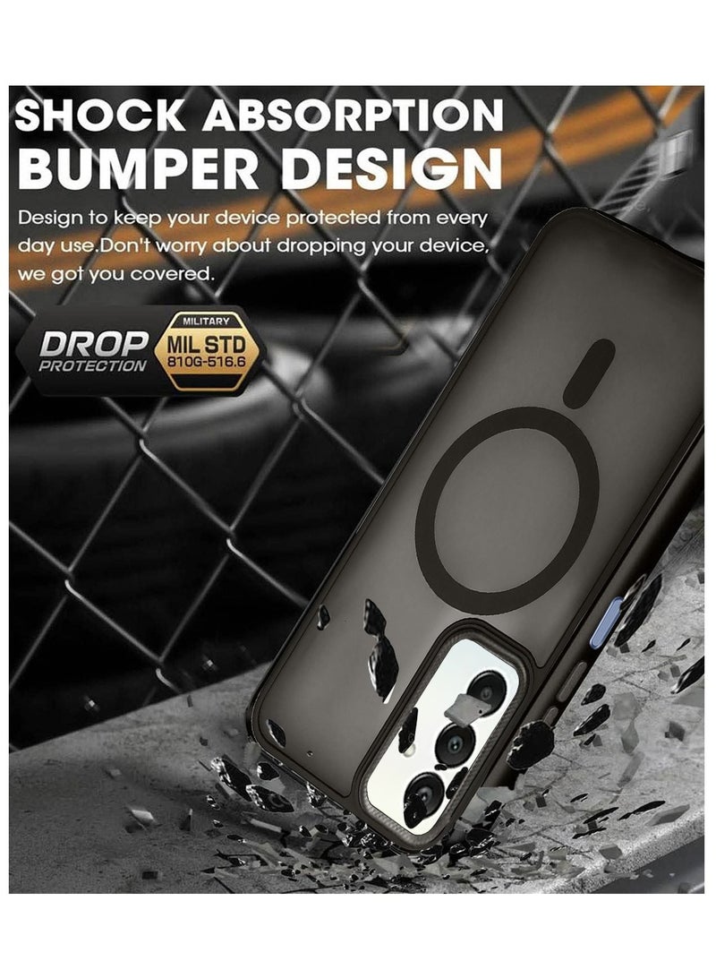 Techie Translucent Magnetic MagSafe Case with Raised Camera Lens Protector for Samsung Galaxy A15 - Matte Black - Image 3