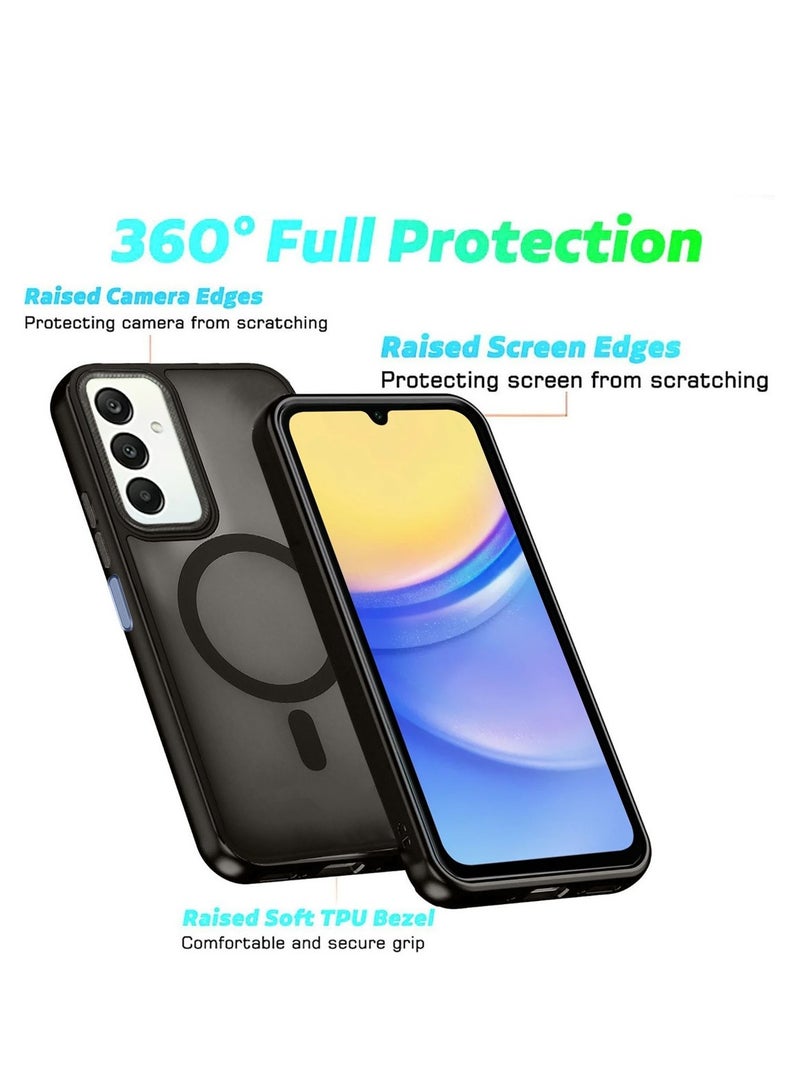 Techie Translucent Magnetic MagSafe Case with Raised Camera Lens Protector for Samsung Galaxy A15 - Matte Black - Image 4