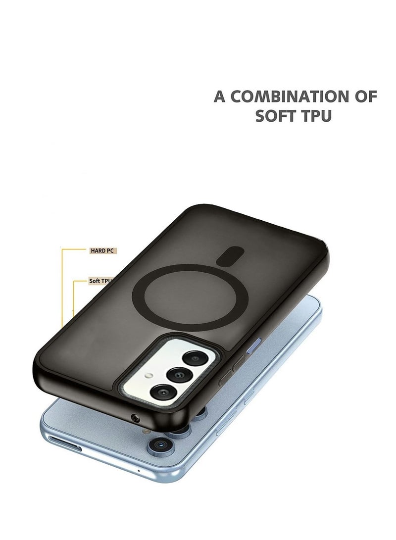 Techie Translucent Magnetic MagSafe Case with Raised Camera Lens Protector for Samsung Galaxy A15 - Matte Black - Image 5
