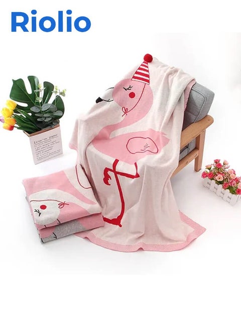 Flamingo Knitted Blanket for Children – Soft and Comfortable, Providing Dual Protection of Warmth and Coolness for Your Baby.