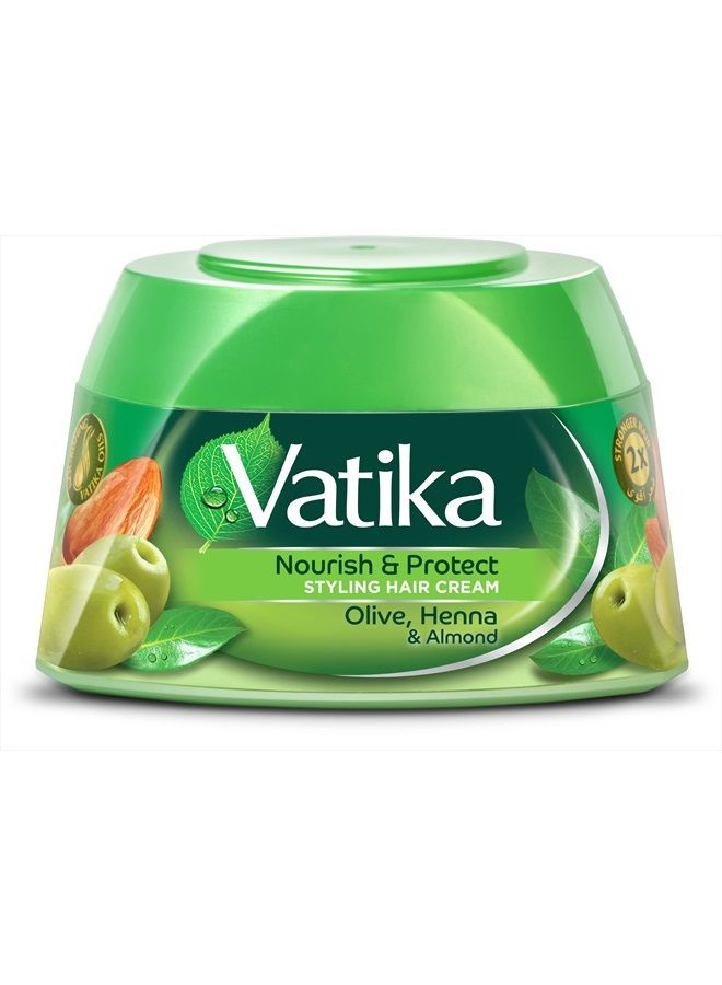 Dabur كريم شعر فاتيكا ناتشورالز، كريم ترطيب طبيعي للشعر للرجال والنساء مع جميع أنواع الشعر - الشعر القصير، الطويل، الجاف أو المعالج بالألوان، مرطب لفروة الرأس (210 مل، تغذية وحماية) - Image 1