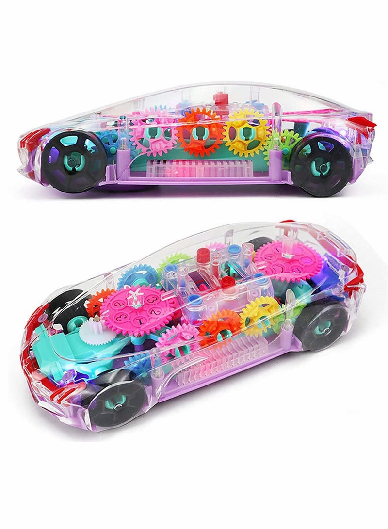 إسكدنيا Car Toy Racing Transparent Mechanical Gear with Music and Lights, Gift for 3 4 5-Year-Old Boys Girls Toddlers - Image 1