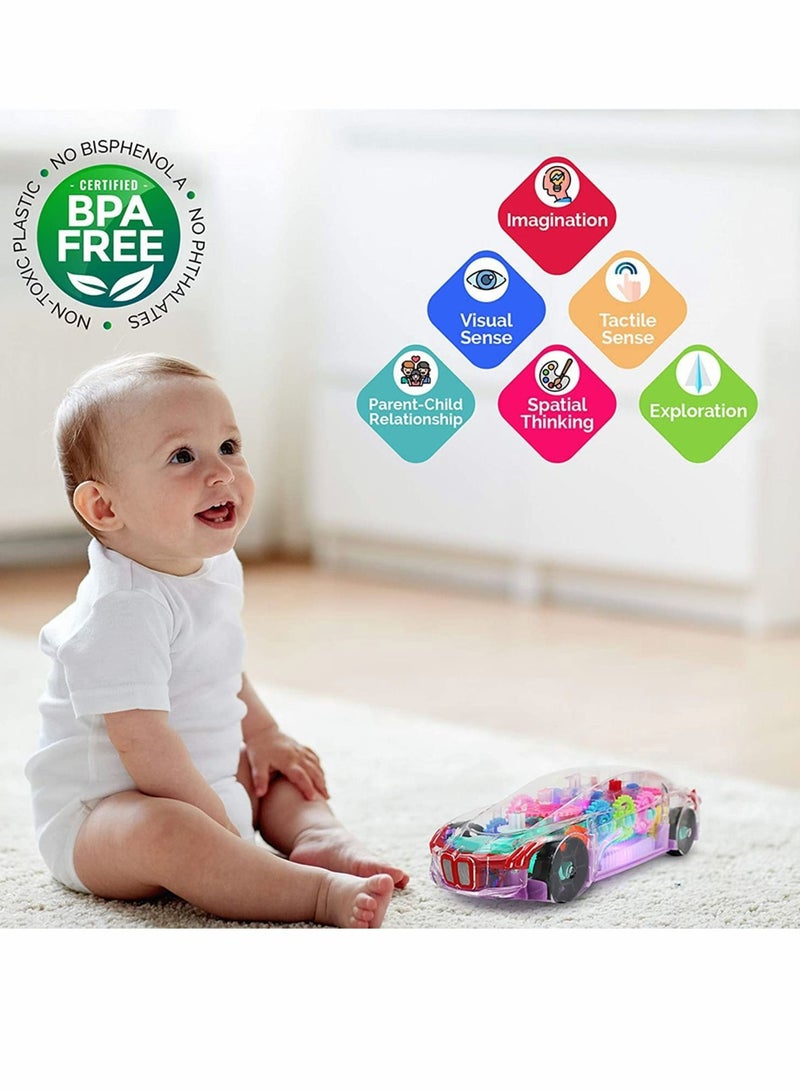 إسكدنيا Car Toy Racing Transparent Mechanical Gear with Music and Lights, Gift for 3 4 5-Year-Old Boys Girls Toddlers - Image 5