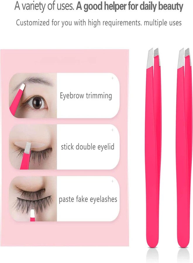 Derlaier Tweezers Set, High Precision Stainless Steel Eyebrow Tweezers for Facial Hair, Inward Growing Hair and Splinter Remover Kit, Suitable for Women and Men, 4-Piece Set. (pink) - Image 3