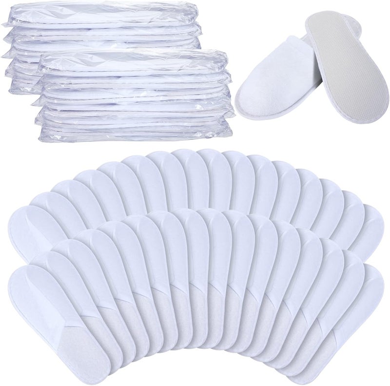 Geyoga 60 Pairs Spa Slippers Unisex Disposable Hotel Guest House Slippers for Spa Party Guest Home Hotel Travel White NonSlip Slipper Two Size Fits Most Men and Women 11 Inch 