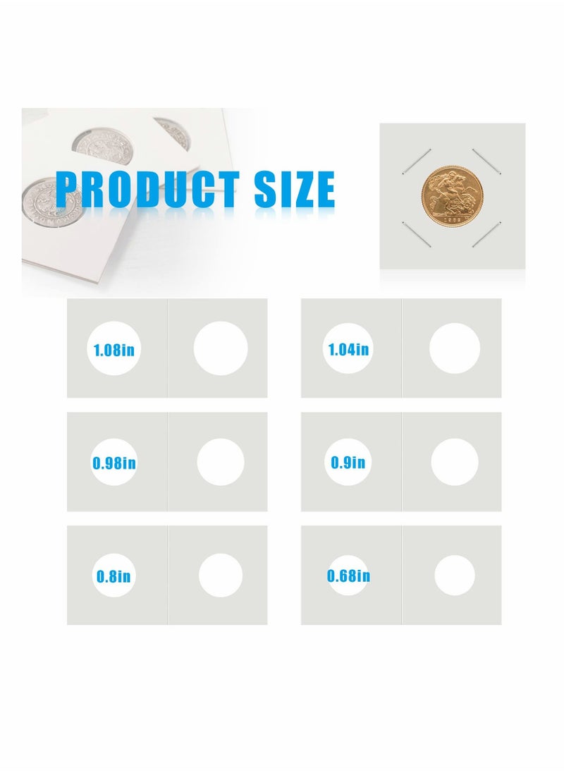 KASTWAVE KASTWAVE 1200 Pcs 12 Sizes Coin Holders for Collectors, Cardboard Coins Flips 2 x 2 Coins Sleeves for Coins, Coin Storage Supplies for Dollars, Penny, Quarter Coins Collecting  - Image 2