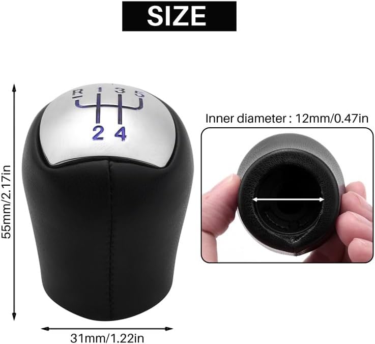 Yurefax 5 Speed Leather Manual Car Gear Shift Knob - Image 2