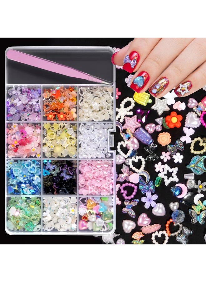 Cesusme 3D Nail Gems And Charms, Mix Color Alloy Charms Assorted Flower Butterfly Bowknot Halloween Jewelry For Acrylic Nails Art Design Diy Crafts Accessories - Image 5