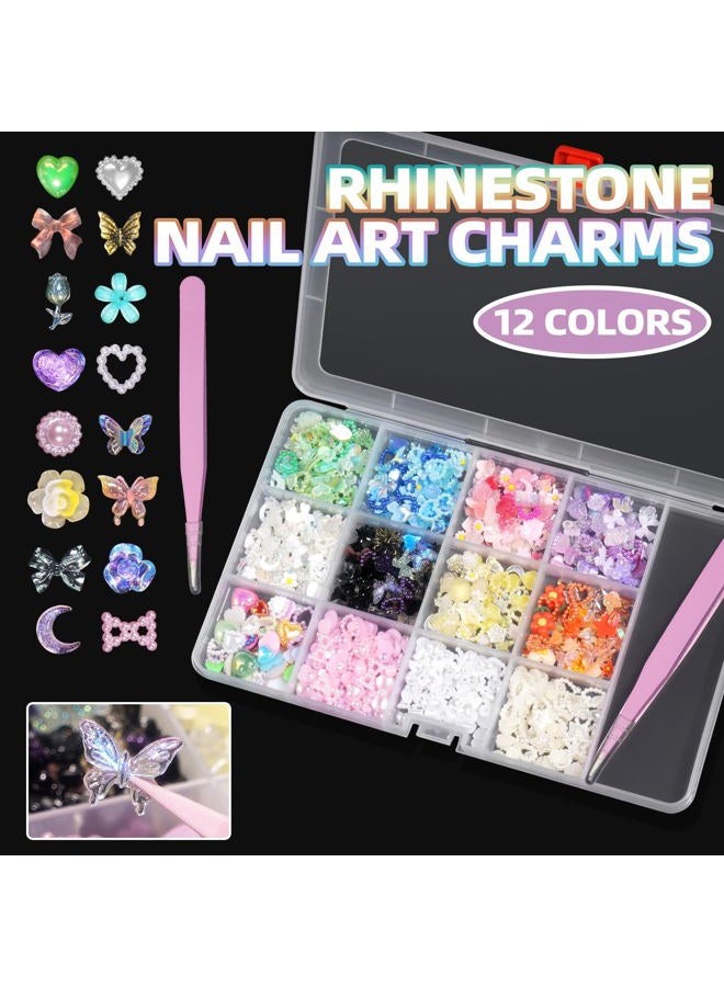 Cesusme 3D Nail Gems And Charms, Mix Color Alloy Charms Assorted Flower Butterfly Bowknot Halloween Jewelry For Acrylic Nails Art Design Diy Crafts Accessories - Image 2