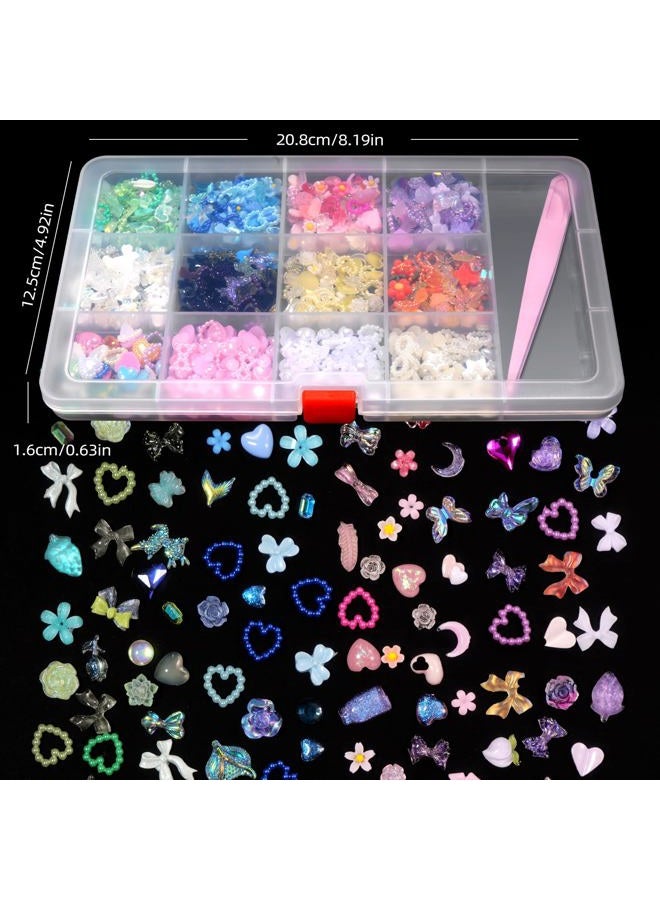 Cesusme 3D Nail Gems And Charms, Mix Color Alloy Charms Assorted Flower Butterfly Bowknot Halloween Jewelry For Acrylic Nails Art Design Diy Crafts Accessories - Image 4