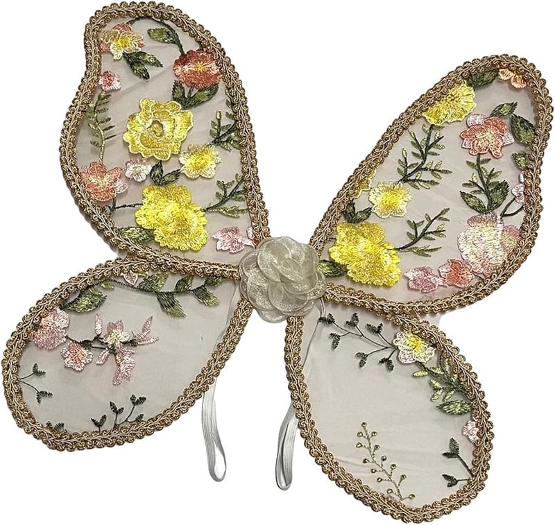 Beige Butterfly Wing Costume Props Embroidered Lace Soft Wings For Birthday Party Stage - Image 5