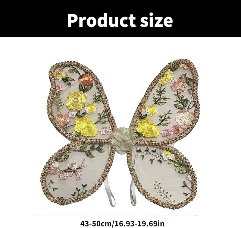 Beige Butterfly Wing Costume Props Embroidered Lace Soft Wings For Birthday Party Stage - Image 4