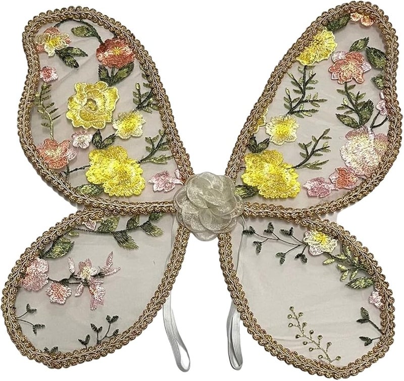 Beige Butterfly Wing Costume Props Embroidered Lace Soft Wings For Birthday Party Stage - Image 1