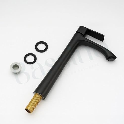 BASSINO Brass Table Top Wash Basin Tap/Stylish Extended Tall Body Pillar Cock/Faucet for Smooth Operation/Long Pillar Cock- 12 inch (Black) - Image 4