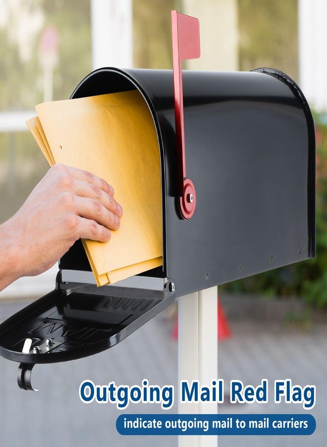 Saillong Galvanized Steel Black Post Mount Mailbox - 5 Sets Reflective Mailbox Number Stickers - Image 5