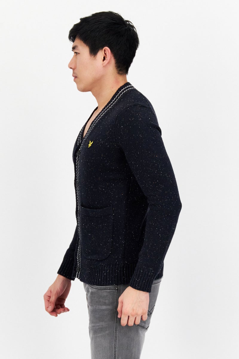 Lyle & Scott Men V-Neck Brand Logo Cardigans, Navy Combo  - Image 4